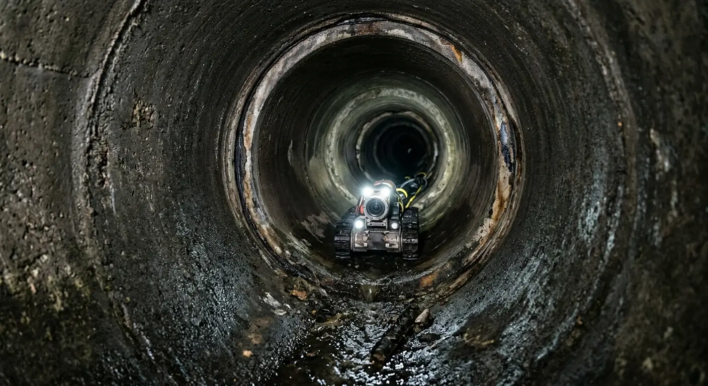 Robotic sewer camera inspecting pipe interior for Sewer Line Cleaning in Grayson Valley